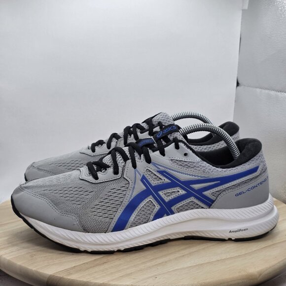 Mens Size 9.5 WIDE - ASICS Gel-Contend 7 Grey/Blue Running Athletic Shoes - Picture 1 of 12